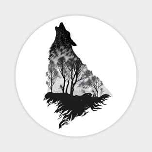 Stunning Howling Wolf Silhouette Magnet